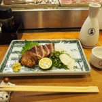 みつぼ - かつをワラ焼塩たたき ＆ 冷酒（白鹿すずろ）