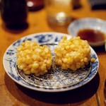 銀座 岩戸 - とうもろこしのかき揚げ