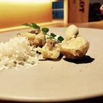 Carma. - 茸 天麩羅 トリュフクリーム ポルチーニ茸のジェラートとともに