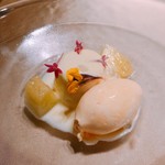 ラッフィナート - メロンとバニラジェラート、バニラパンナコッタ