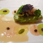 ラ・ロシェル - アマダイに3種のバジルの風味とクスクスのピュレ