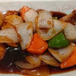 庄屋 - 白身魚の黒酢炒め