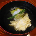 馳走なかむら - 焼き茄子、おろし、引上げ湯葉、インゲンと実柚子