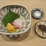 寿司つばさ - 山口・萩(北浦)の赤海胆と鯛