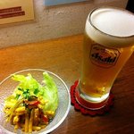 蘭担麺 - ■晩酌セット■1,000円（夜のみ）　蘭担麺（並）＋生ビール＋おつまみ１品＋１００円トッピング付き！