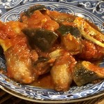 jin-bay - カニ爪と茄子のトマト煮込み