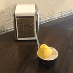 ジェラテリア アクオリーナ - 和栗 バナナラム マンゴノーシャーベットの3種盛り（670円）税込