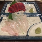GUY - ヒラメとマグロの刺身(各300円)