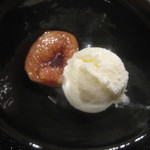 おかもと - 甘味（イチジクソテー、レモンアイス）