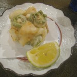 おかもと - 揚物（オクラ、百合根、小柱？）