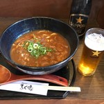 奈良うどん ふく徳 - カレーうどんと瓶BEER