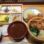 うちの食堂 - 大粒カキフライと焼きあなご飯御膳