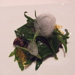 ル・マンジュ・トゥー - エスカルゴの軽いフュメとサラダ　トマトのボンボン添え