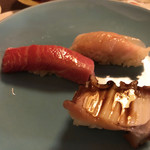 うを徳 - 真鰈のえんがわ・煮蛸・中トロ