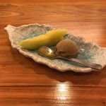 天ぷら鉄板料理 天旬 - 氷菓…メロン・焙じ茶シャーベット