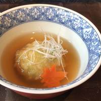 讃アプローズ - 茄子饅頭鶏そぼろ射込み　銀あんのお出汁が美味しかったです