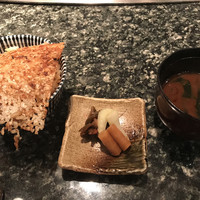 鉄板焼 ときわ - ガーリックライス 香の物 味噌汁