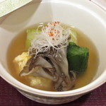 一魁 - ハモの黄身と焼き茄子の炊き合わせ