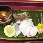 一魁 - お造り～鯖・ハモ・イカ・湯葉