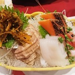 北海道料理ユック - ほろ酔いセット  お刺身3点盛り  烏賊、甘海老、炙り鮭
