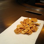 鉄板焼　季流 - ●●ステーキランチ」4,800円 (税サ込)X2人前 (①ご挨拶の一皿、②本日のスープ、③肉：国内産牛ロース 110ｇ＋フィレ 110ｇ、④野菜焼き、⑤御飯⇒ガーリックライス 変更+750円 赤出汁 香物、⑥アイスクリーム＆シャーベット、⑦コーヒー) 2018年10月