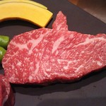 鉄板焼　季流 - ●●ステーキランチ」4,800円 (税サ込)X2人前 (①ご挨拶の一皿、②本日のスープ、③肉：国内産牛ロース 110ｇ＋フィレ 110ｇ、④野菜焼き、⑤御飯⇒ガーリックライス 変更+750円 赤出汁 香物、⑥アイスクリーム＆シャーベット、⑦コーヒー) 2018年10月