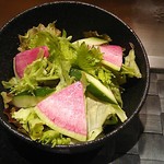 鉄板焼　季流 - ●●ステーキランチ」4,800円 (税サ込)X2人前 (①ご挨拶の一皿、②本日のスープ、③肉：国内産牛ロース 110ｇ＋フィレ 110ｇ、④野菜焼き、⑤御飯⇒ガーリックライス 変更+750円 赤出汁 香物、⑥アイスクリーム＆シャーベット、⑦コーヒー) 2018年10月
