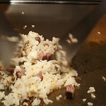 鉄板焼　季流 - ●●ステーキランチ」4,800円 (税サ込)X2人前 (①ご挨拶の一皿、②本日のスープ、③肉：国内産牛ロース 110ｇ＋フィレ 110ｇ、④野菜焼き、⑤御飯⇒ガーリックライス 変更+750円 赤出汁 香物、⑥アイスクリーム＆シャーベット、⑦コーヒー) 2018年10月