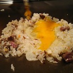 鉄板焼　季流 - ●●ステーキランチ」4,800円 (税サ込)X2人前 (①ご挨拶の一皿、②本日のスープ、③肉：国内産牛ロース 110ｇ＋フィレ 110ｇ、④野菜焼き、⑤御飯⇒ガーリックライス 変更+750円 赤出汁 香物、⑥アイスクリーム＆シャーベット、⑦コーヒー) 2018年10月