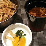 鉄板焼　季流 - ●●ステーキランチ」4,800円 (税サ込)X2人前 (①ご挨拶の一皿、②本日のスープ、③肉：国内産牛ロース 110ｇ＋フィレ 110ｇ、④野菜焼き、⑤御飯⇒ガーリックライス 変更+750円 赤出汁 香物、⑥アイスクリーム＆シャーベット、⑦コーヒー) 2018年10月