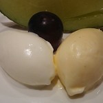 鉄板焼　季流 - ●●ステーキランチ」4,800円 (税サ込)X2人前 (①ご挨拶の一皿、②本日のスープ、③肉：国内産牛ロース 110ｇ＋フィレ 110ｇ、④野菜焼き、⑤御飯⇒ガーリックライス 変更+750円 赤出汁 香物、⑥アイスクリーム＆シャーベット、⑦コーヒー) 2018年10月