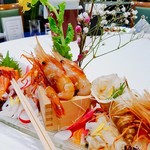 ホテル ナトゥールヴァルト富良野 - 2017/2  本日のお造り(サーモン・タコ・ツブ・エビ)