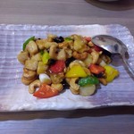 Shan tou - 鶏とｶｼｭｰﾅｯﾂの唐辛子炒め