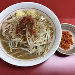 千里眼 - ラーメン 麺150g ヤサイ少なめ・ニンニク・ショウガ・カラアゲ別皿で 750円