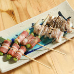 居酒屋 蔵家 - アスパラベーコン_せせり軟骨串