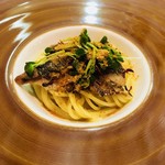 セルサルサーレ - 秋刀魚のパスタ 肝とバターのソース カラスミを削って