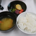 日本の宿 古窯 - つや姫＆味噌汁(蟹出汁)＆漬物