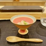 あま木 - ［2018/10］酒肴② かぶ 渡り蟹のあんかけ 大根の葉