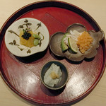 SUSHI B GINZA - 毛ガニ、シロイカ、胡麻豆腐