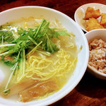 大黒天 - ゆず塩ラーメン 750円 + 唐揚げ・十五穀米(無料食べ放題)