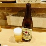 Sakanaya Hidezou - ［2018/10］ビンビール・サッポロ赤ラベル(480円)