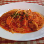 954438 - 地鶏とエリンギのトマトソースのスパゲッティーニ