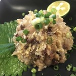 地酒BAR 山新 - アジのまめろうです。