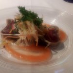 PRIMO - 戻りガツオのスコッターと　レフォール風味　フルーツトマトソース（2018.10）