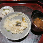 日本料理 晴山 - 30年10月　岐阜稚鮎御飯、ナメコ赤出汁