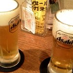 えびすや - ビールは200円、しかもアサヒスーパードライです♪ドリンクＡＬＬ200円
