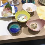 寿司の次郎長 - 酒楽膳2592円！
小鉢3種と刺身3種！
鯛は脂が乗ってました！