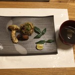 鰻はし本 - 松茸と鼈のかき揚げ