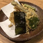 石挽き十割蕎麦 玄盛 - 野菜天ぷらの盛り合わせ 480円