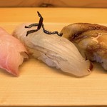 辰美寿し - 金目鯛、ヒラメ昆布締め、あなご